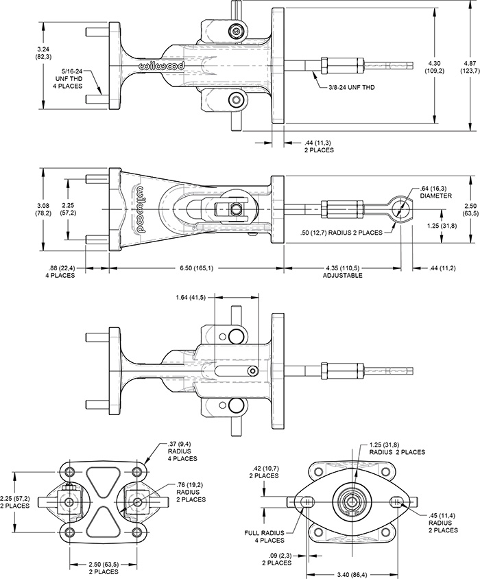 Balance Bar to Tandem Mount Adapter assembly with Eyelet  Drawing