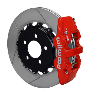 Wilwood W4A Big Brake Rear Brake Kit For OE Parking Brake - Red Powder Coat Caliper - GT Slotted Rotor