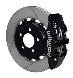 Wilwood W4A Big Brake Rear Brake Kit For OE Parking Brake - Black Powder Coat Caliper - GT Slotted Rotor