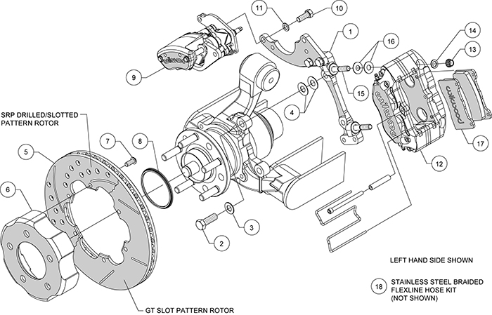 Dynapro Radial-MC4 Rear Parking Brake Kit Assembly Schematic