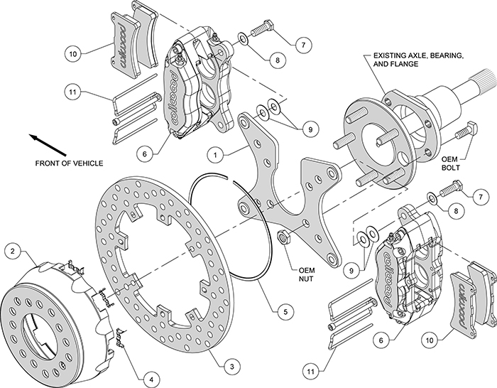 Dynapro Dual SA Lug Drive Dynamic Rear Drag Brake Kit Assembly Schematic