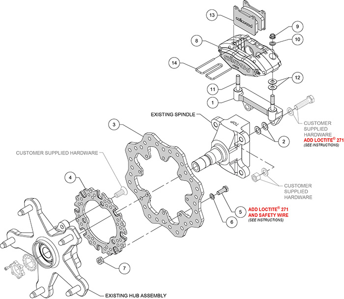 Powerlite Front Dirt Modified Brake Kit Assembly Schematic