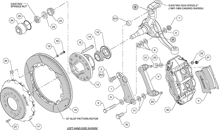 Forged Narrow Superlite 6R Big Brake Dynamic Front Brake Kit (Hub) Assembly Schematic