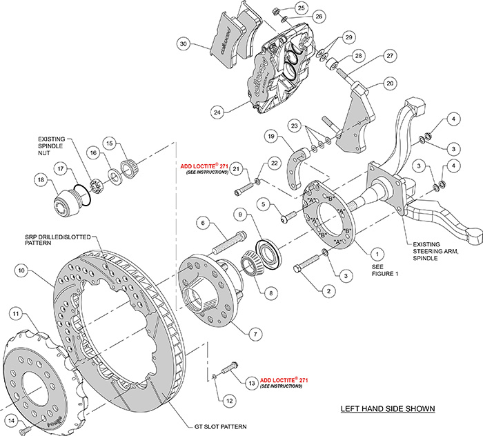 Forged Narrow Superlite 6R Dust-Seal Big Brake Front Brake Kit (Hub) Assembly Schematic