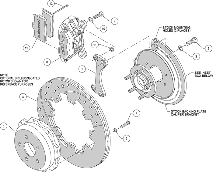 Dynapro Rear Brake Kit For OE Parking Brake Assembly Schematic