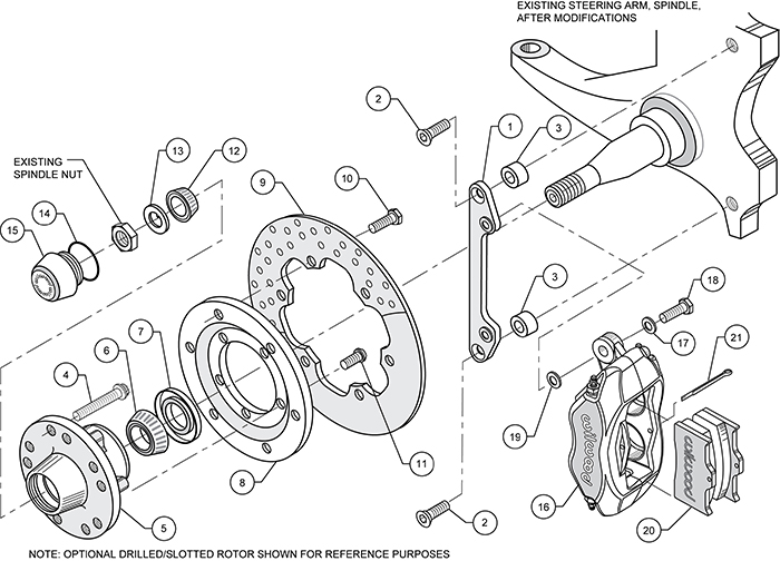 Forged Dynalite Front Drag Brake Kit Assembly Schematic
