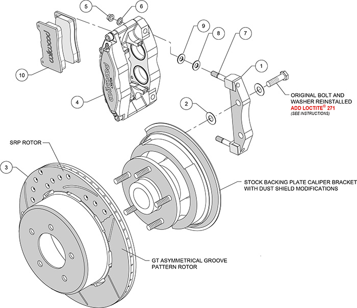 Dynapro Radial Rear Brake Kit For OE Parking Brake Assembly Schematic