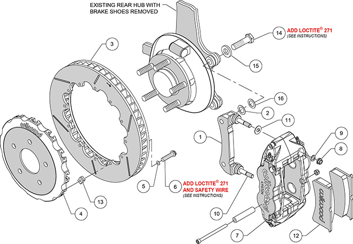 Forged Narrow Superlite 4R Big Brake Rear Brake Kit (Race) Assembly Schematic
