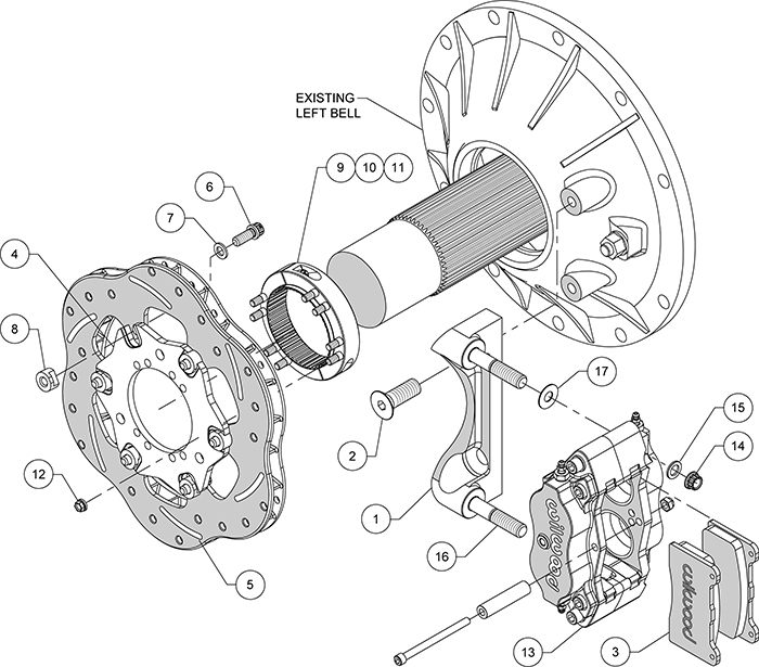 Billet Narrow Dynalite Radial Mount Sprint Inboard Brake Kit Assembly Schematic