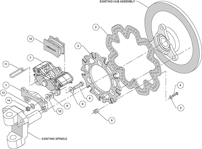 GP320 Sprint Left Front Brake Kit Assembly Schematic