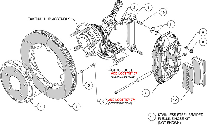 Forged Superlite 4R Big Brake Front Brake Kit (Race) Assembly Schematic