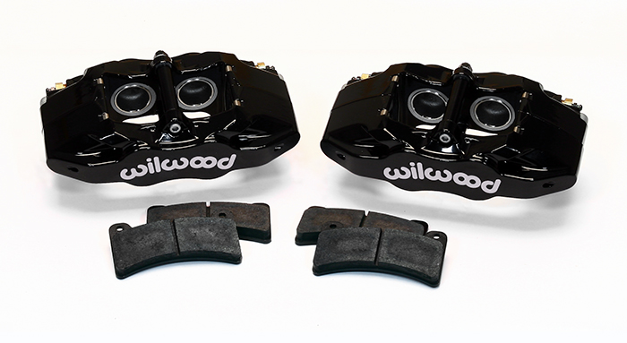 Wilwood DPC56 Rear Replacement Caliper Kit Parts Laid Out - Black Powder Coat Caliper