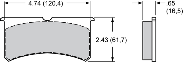 Pad Dimensions for the Forged Narrow Superlite 6 Radial MT-QS/ST