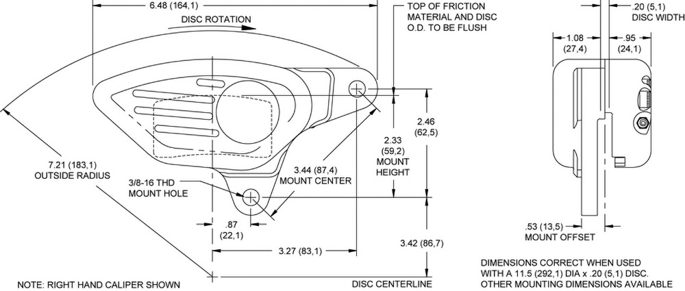 Dimensions for the GP300 Motorcycle Front (1984-1999)