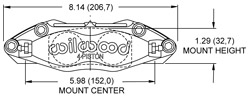 Dimensions for the Dynapro-13 Radial Mount