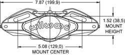 Dimensions for the Powerlite 2R Radial Mount