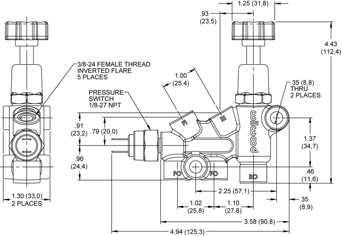 Wilwood Proportioning Valve Drawing