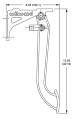 Pedal can be adapted to use tandem master cylinder w/ horizontal mounting, use adapter 250-3677. Drawing