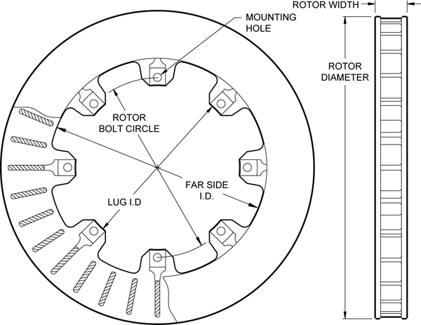Ultralite 32 Vane Rotor Dimension Diagram