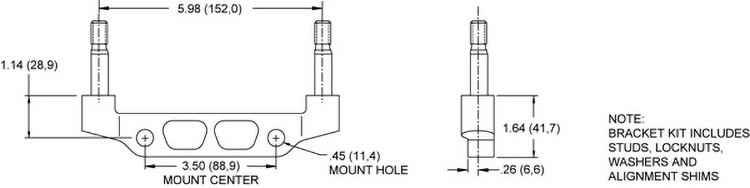 Mount Dimensions for the Billet Superlite 6 -W5 Radial Mount