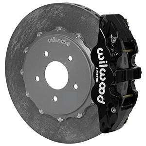 Wilwood AERO4 WCCB Carbon-Ceramic Big Brake Rear OE Parking Brake Kit - Black Powder Coat Caliper - Plain Face Rotor