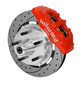 Wilwood Forged Dynapro 6 Big Brake Front Brake Kit (5 x 5 Hub) - Red Powder Coat Caliper - SRP Drilled & Slotted Rotor