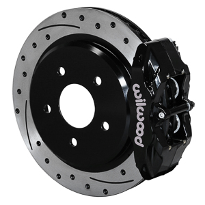 Wilwood DPC56 Rear Replacement Caliper and Rotor Kit - Black Powder Coat Caliper - SRP Dimpled & Slotted Rotor
