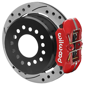 Wilwood Forged Dynapro Low-Profile Rear Parking Brake Kit - Red Powder Coat Caliper - SRP Drilled & Slotted Rotor