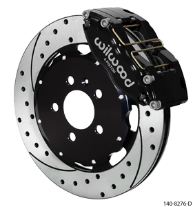 Wilwood Dynapro Radial Big Brake Front Brake Kit (Hat) - Black Powder Coat Caliper - SRP Drilled & Slotted Rotor