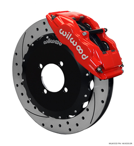 Wilwood Forged Superlite 4 Big Brake Front Brake Kit (Hat) - Red Powder Coat Caliper - SRP Drilled & Slotted Rotor