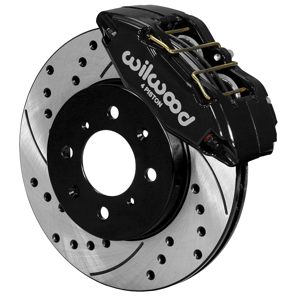 Wilwood Forged DPHA  Front Caliper and Rotor Kit - Black Powder Coat Caliper - SRP Drilled & Slotted Rotor