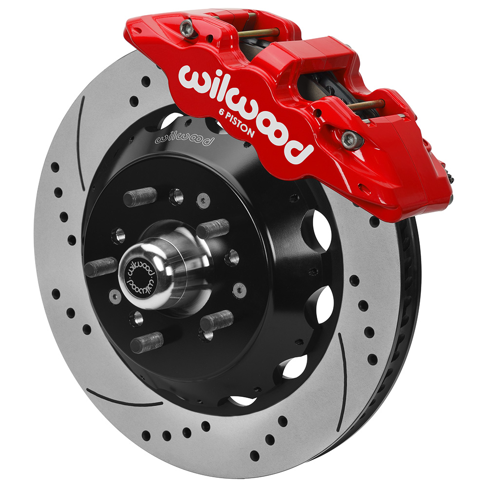 Wilwood AERO6 Big Brake Front Brake Kit - Red Powder Coat Caliper - SRP Drilled & Slotted Rotor