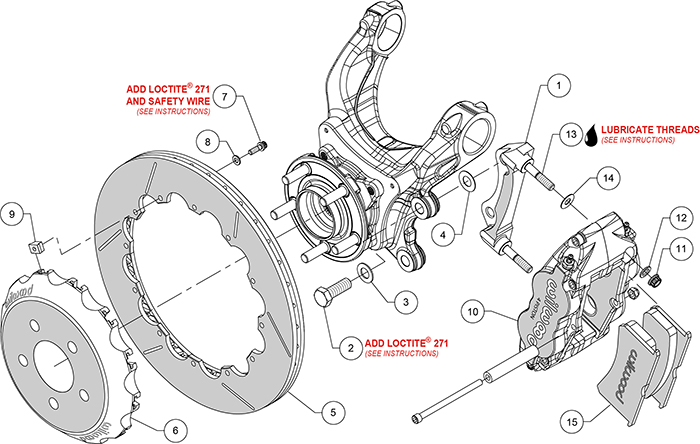 Forged Superlite 4R Big Brake Rear Brake Kit (Race) Assembly Schematic