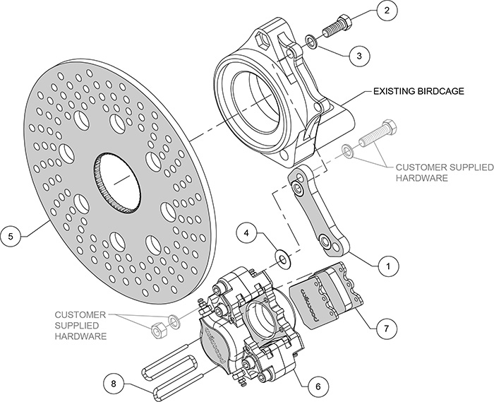 Dynapro Single Right Rear Sprint Brake Kit Assembly Schematic