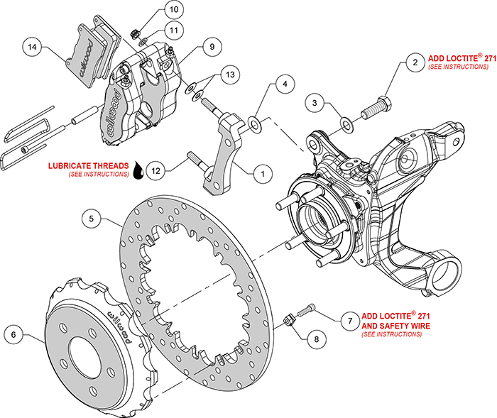 Dynapro Radial  Rear Drag Brake Kit Assembly Schematic