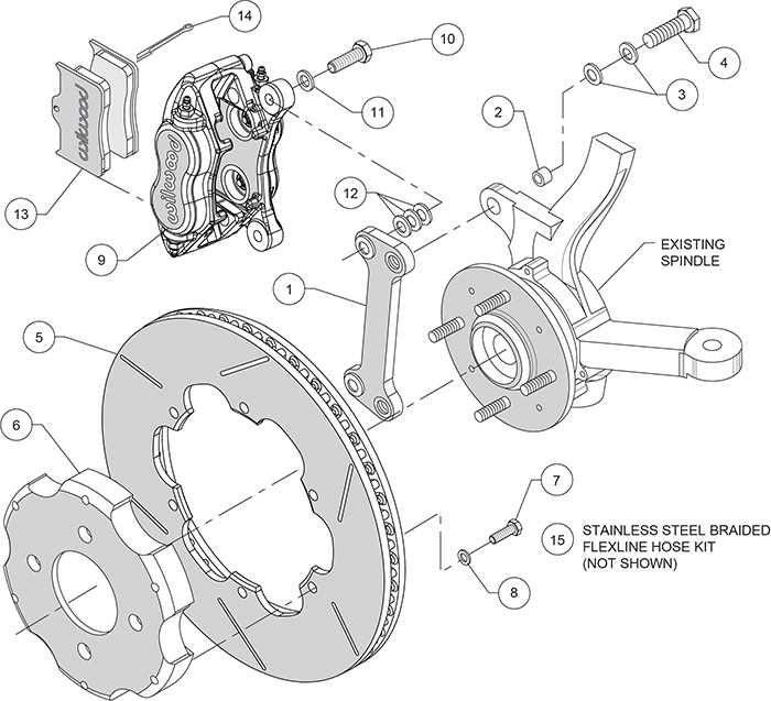 Forged Dynalite Big Brake Front Brake Kit (Race) Assembly Schematic