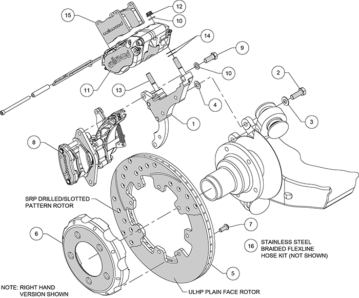 Dynapro Radial-MC4 Rear Parking Brake Kit Assembly Schematic