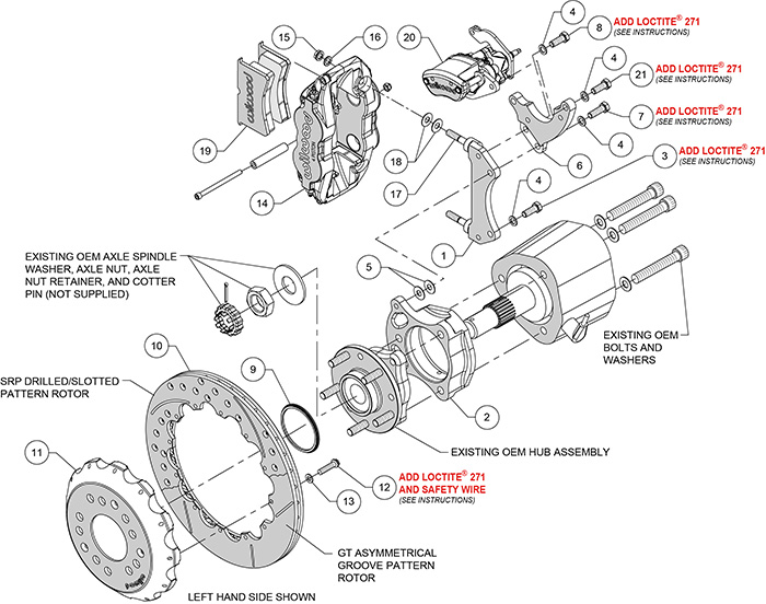 Forged Narrow Superlite 4R-MC4 Big Brake Rear Parking Brake Kit Assembly Schematic