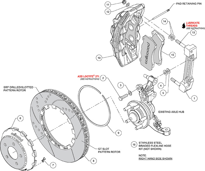 SX6R Big Brake Dynamic Front Brake Kit Assembly Schematic