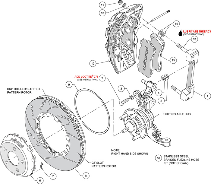 SX6R Big Brake Dynamic Front Brake Kit Assembly Schematic