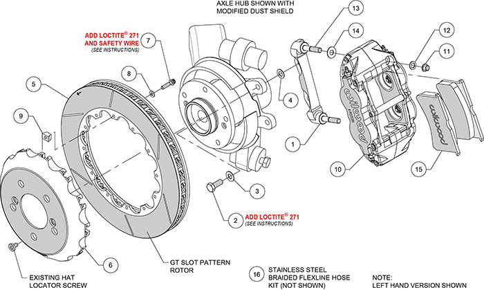 Forged Narrow Superlite 4R Big Brake Rear Brake Kit (Race) Assembly Schematic