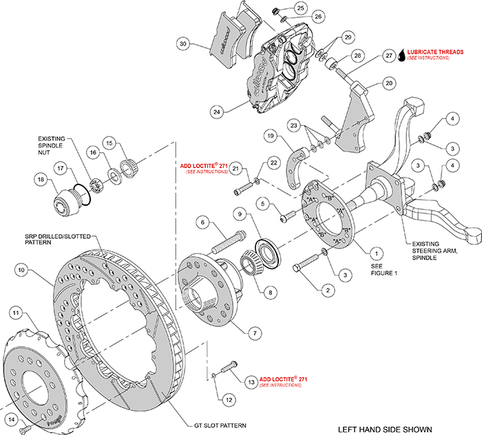Forged Narrow Superlite 6R Dust-Seal Big Brake Front Brake Kit (Hub) Assembly Schematic