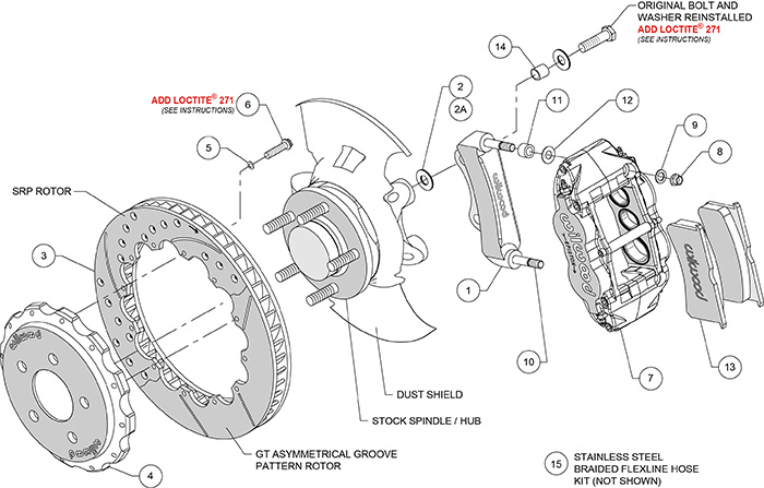 Forged Narrow Superlite 6R Dust-Seal Big Brake Front Brake Kit (Hat) Assembly Schematic