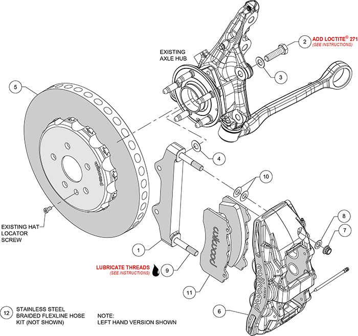 SX6R WCCB Carbon-Ceramic Big Brake Front Brake Kit Assembly Schematic