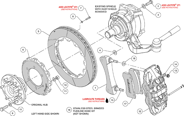 AERO6 Big Brake Truck Front Brake Kit Assembly Schematic