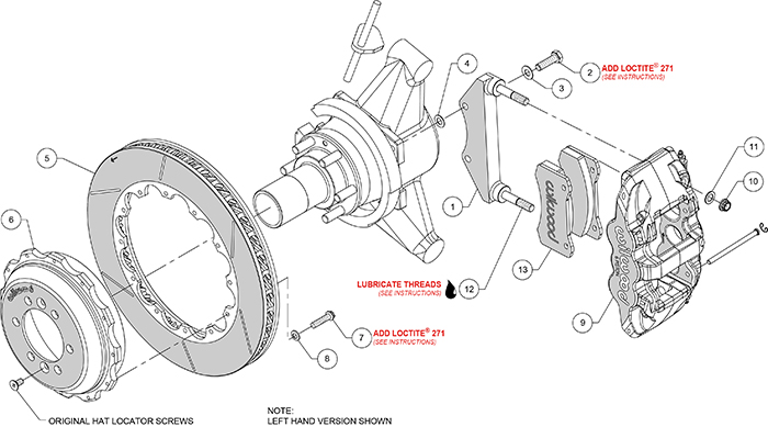 AERO6 Big Brake Rear Brake Kit For OE Parking Brake Assembly Schematic