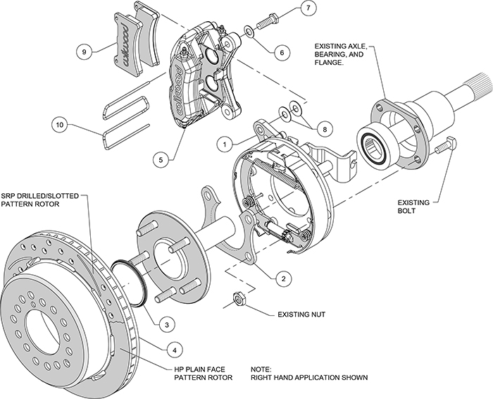 Forged Dynapro Low-Profile Dust Seal Rear Parking Brake Kit Assembly Schematic