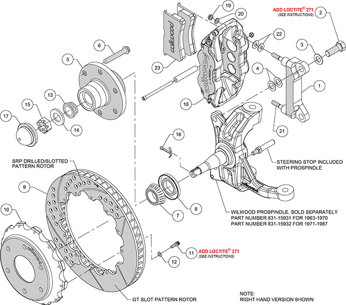Forged Narrow Superlite 6R Big Brake Front Brake Kit (6 x 5.50 Hub) Assembly Schematic