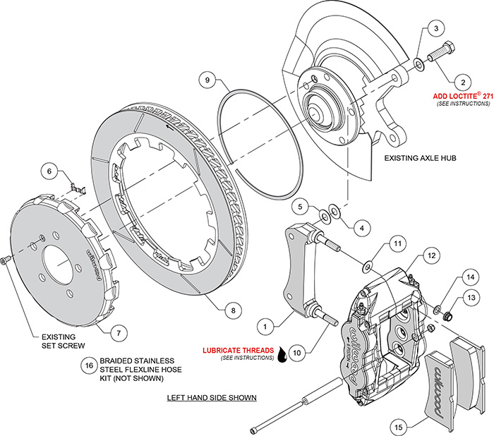 Forged Superlite 6R Big Brake Lug Drive Front Brake Kit (Race) Assembly Schematic