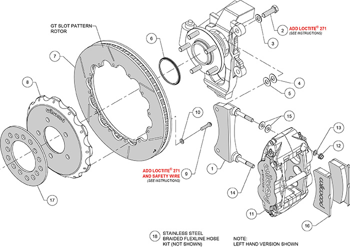 Forged Narrow Superlite 6R Big Brake Front Brake Kit (Race) Assembly Schematic